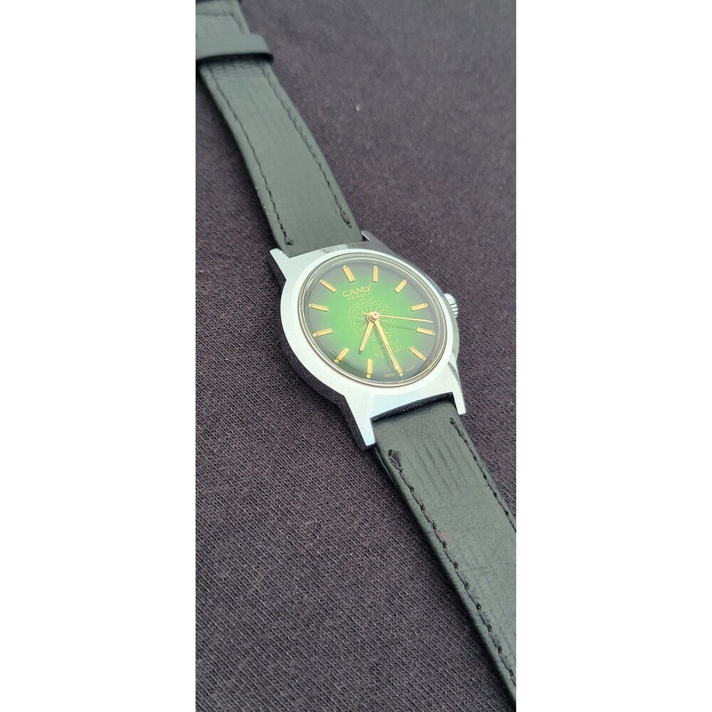 Vintage Camy Sinusflex Watch 17 Jewels Mechanical Green Gradient Dial Gold